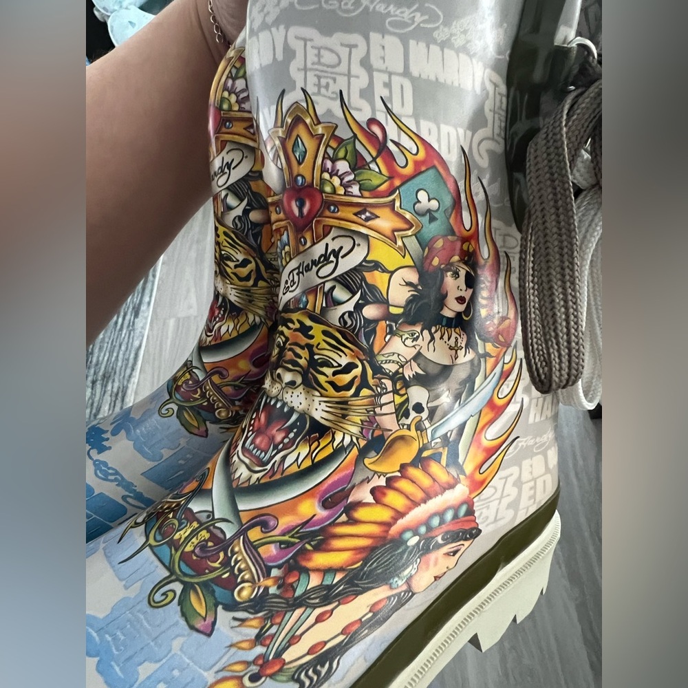 Ed Hardy Kids Rain & Snow Boots - Green, Blue, White - Picture 11 of 14